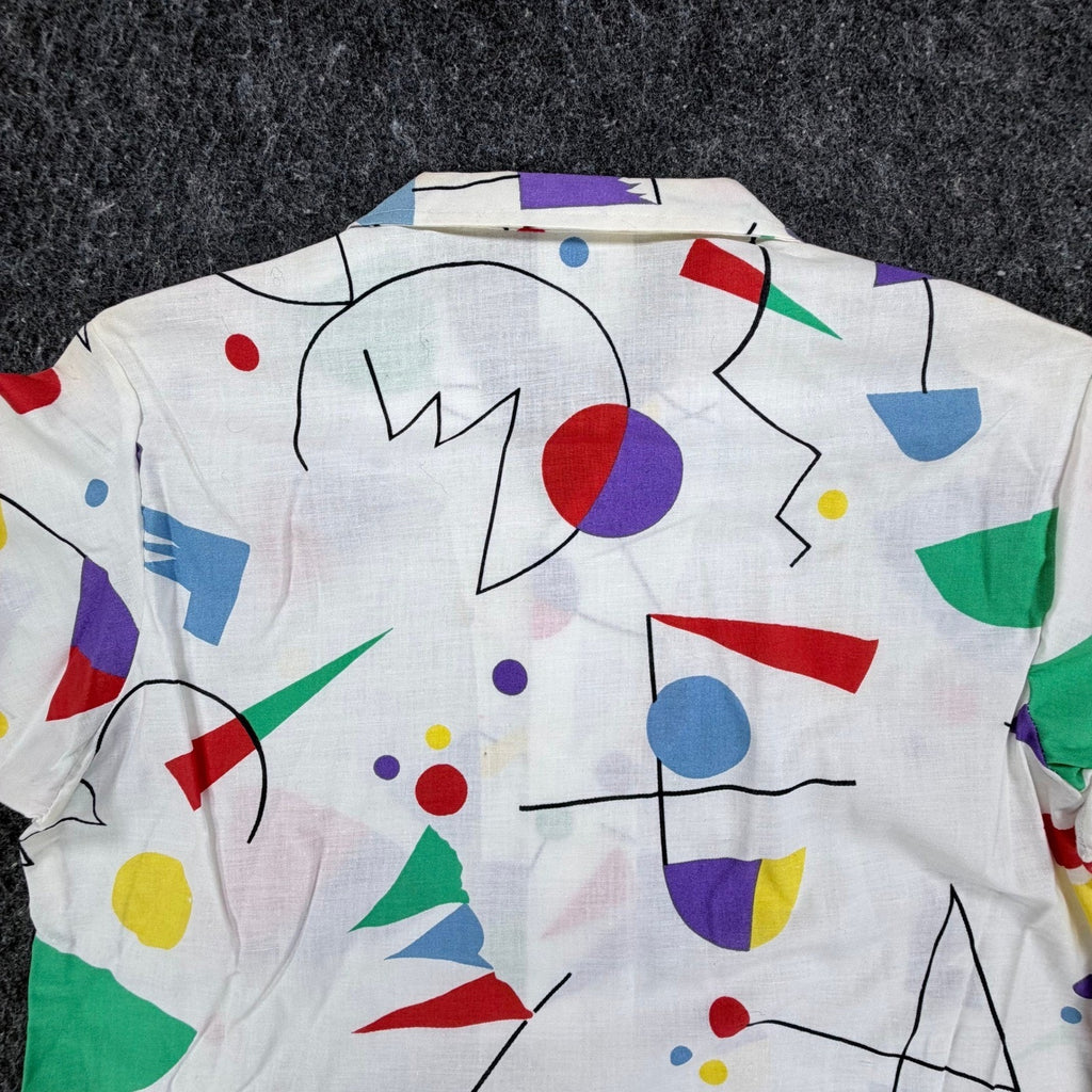 Wrangler Vintage 90s Geometric Shirt Boys Large White Cotton NWT - take2supply