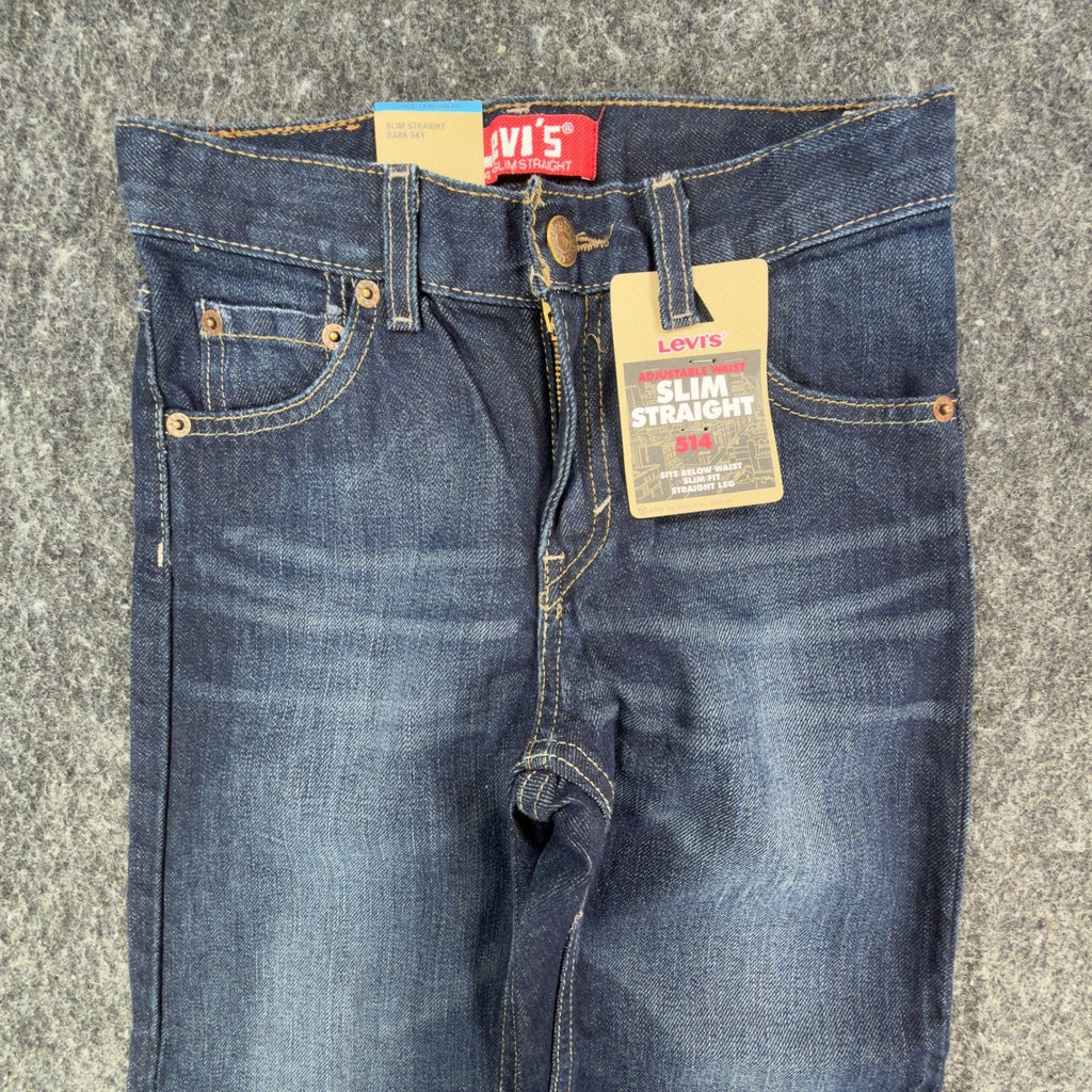 Levi's Modern 514 Slim Straight Jeans Boys 7X Regular Dark Sky Blue Denim NWT
