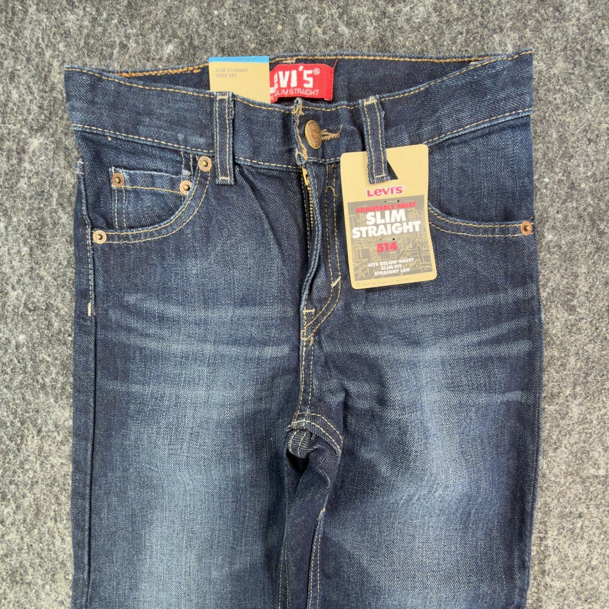 Levi's Modern 514 Slim Straight Jeans Boys 7X Regular Dark Sky Blue Denim NWT