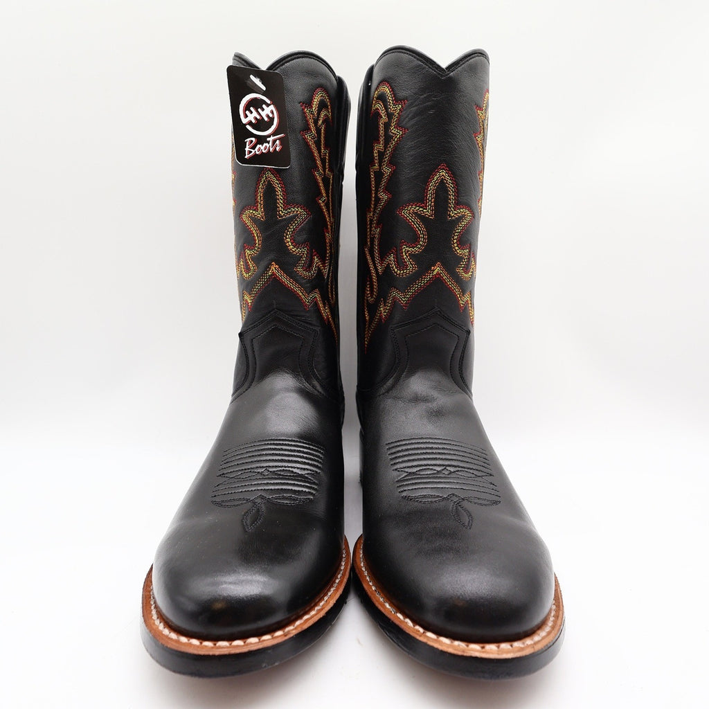 Vintage Double-H Men's 9M Black Bullfight Leather Super Roper Boots 3392 NWB