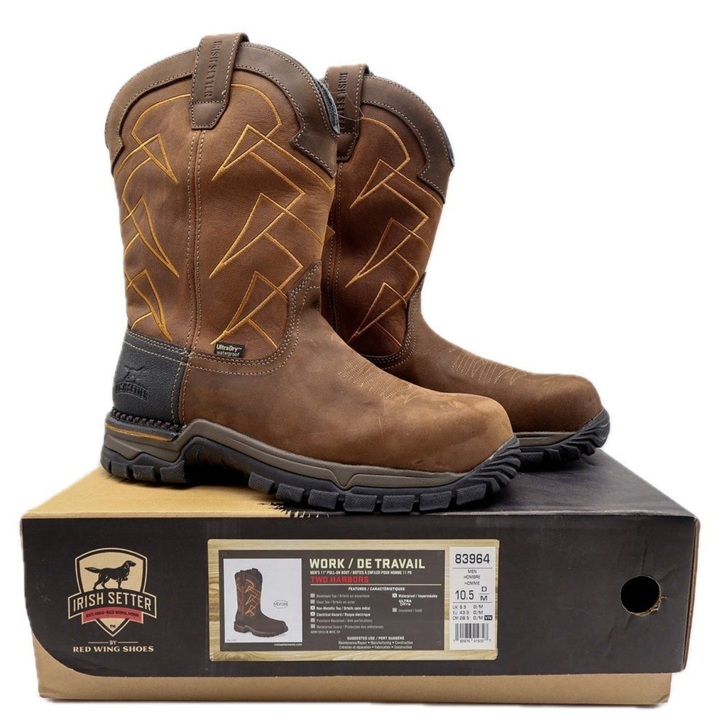 Irish Setter Mens 10.5 Two Harbors 83964 Brown Leather Waterproof Work Boots