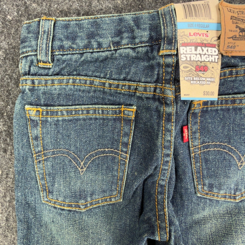 Levi's Y2K 549 Relaxed Straight Shorts Boys 4 Blue Ramie Cotton NWT