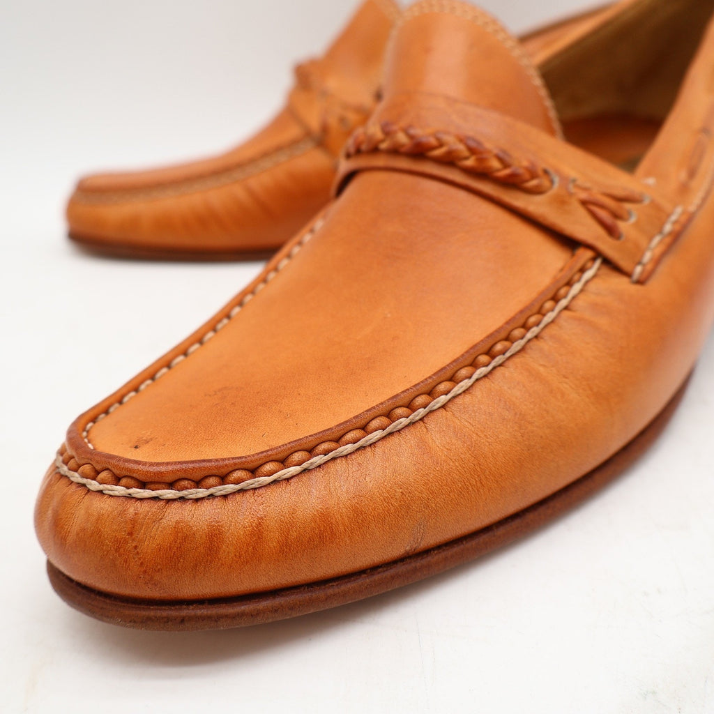 Vintage Wrangler 96-6100 Tan Leather Braided Penny Loafers Men's 10D Deadstock