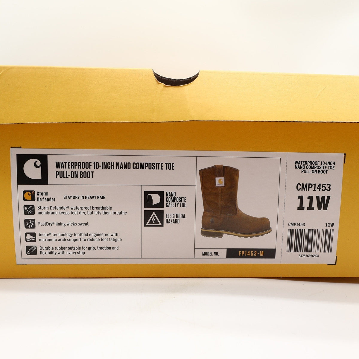 Carhartt Nano Composite Toe Pull-On Boot Mens 11W Brown Leather Waterproof NEW