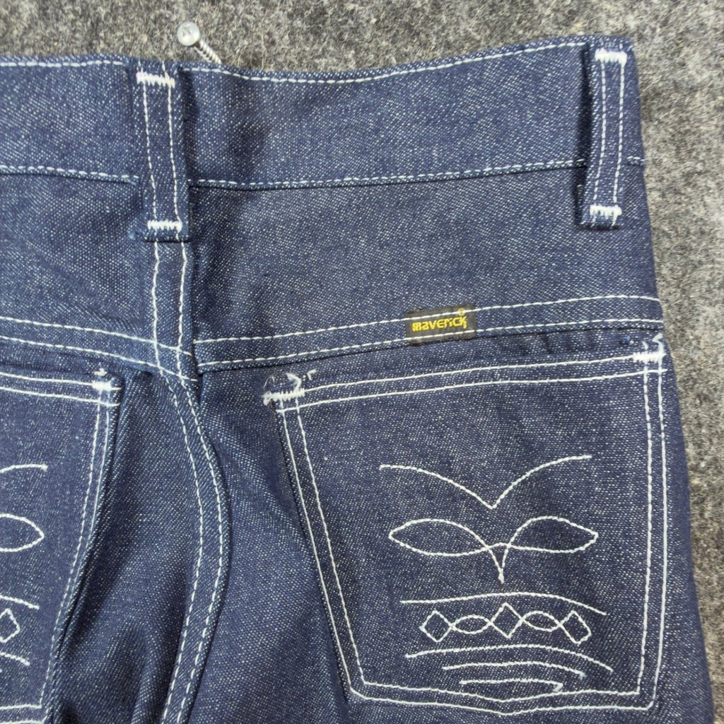 Maverick Vintage 70s Jeans Youth 16 Blue Dark Wash Flare Slim Deadstock
