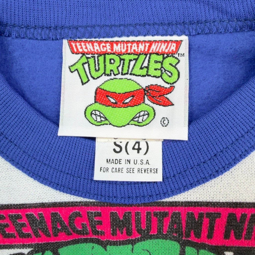 TMNT Vintage Sweatshirt Boys S 4 White Blue 80s 90s Made in USA Graphic