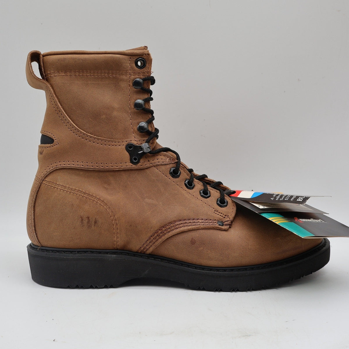 Carolina Work Boots Mens 9 D Vintage 90s Brown Leather 4Comfort Made in USA 839