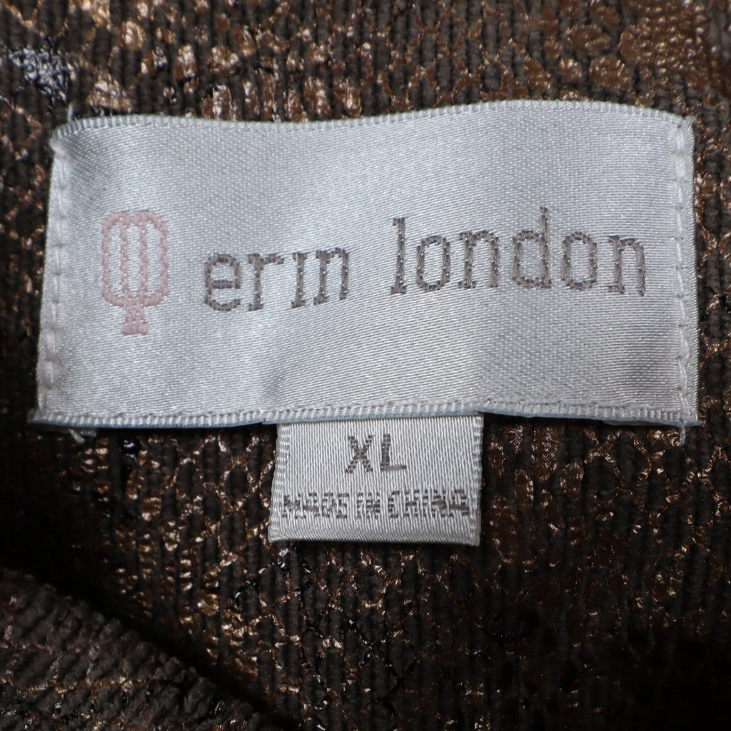 Erin London Vest XL Brown Metallic Snake Print Zip Up Mock Neck Sleeveless