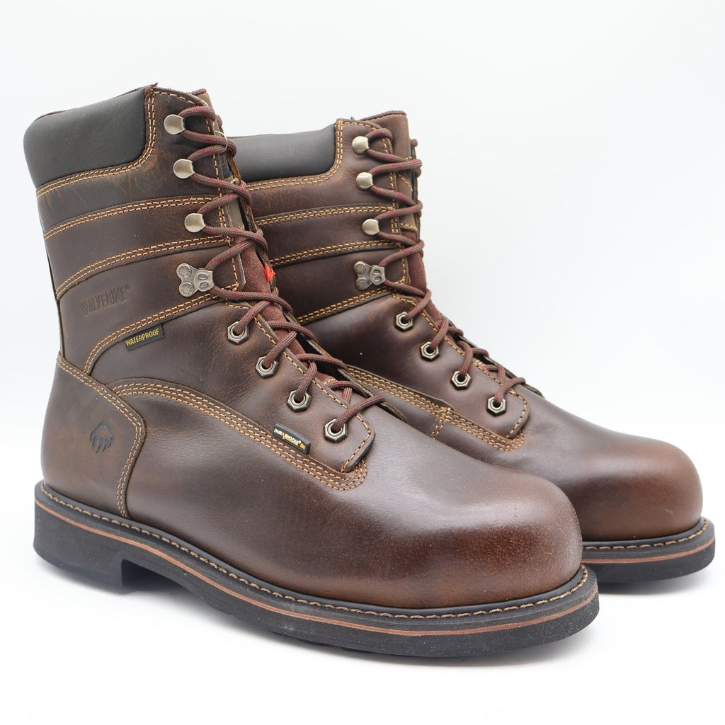 Wolverine Brek 8" Work Boots Mens 12 Brown Leather Steel Toe Waterproof W10082 - take2supply