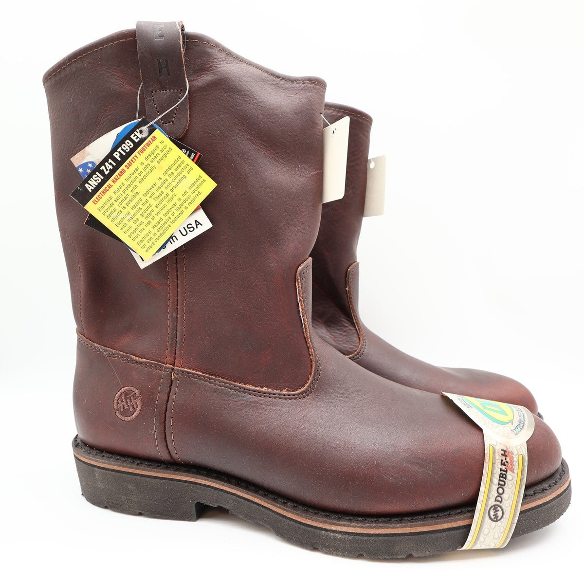 Double-H AG7 Ranchwell EH 3730 Boots Mens 13 D Brown Leather NWT Made in USA