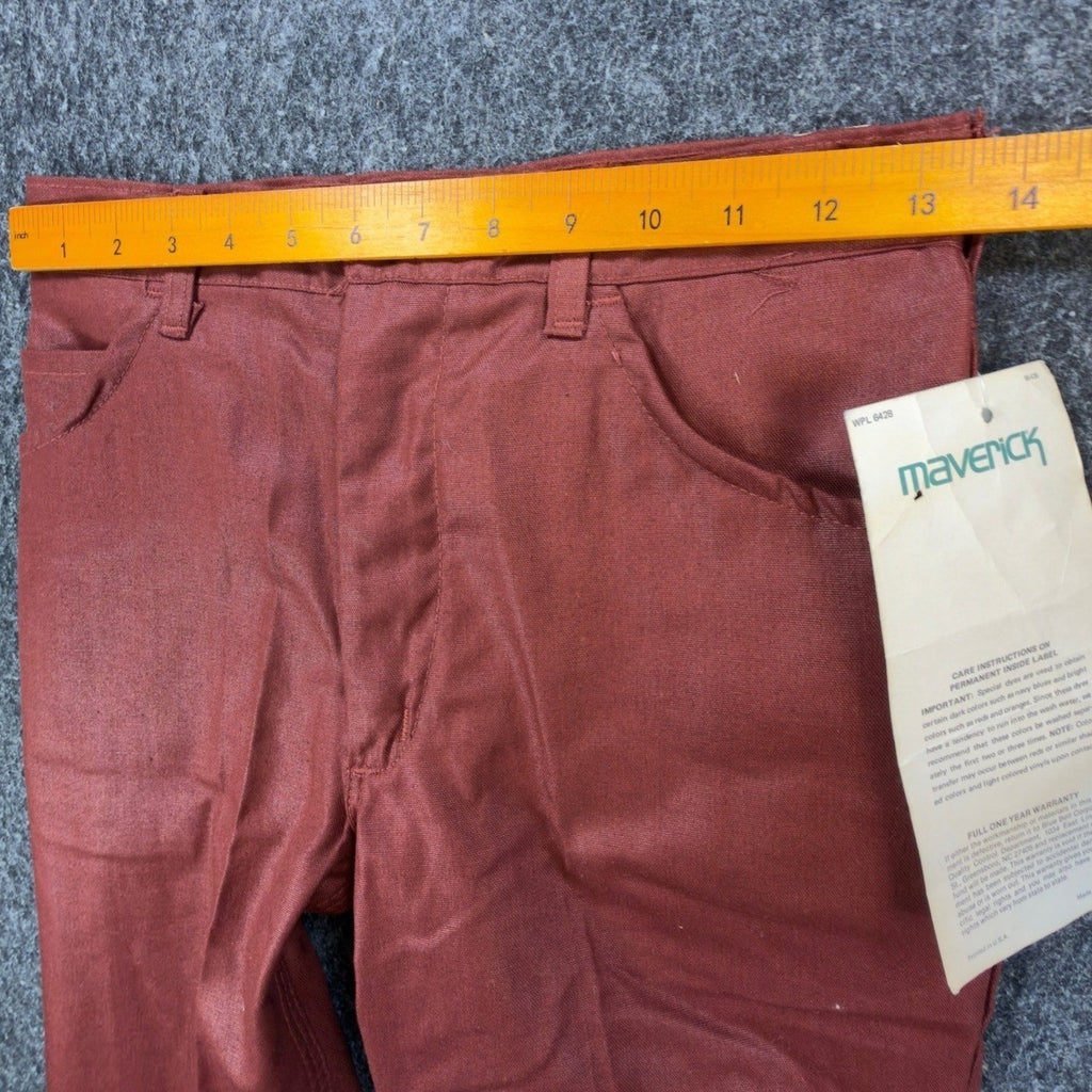 Maverick 70s Vintage Flare Pants Juniors 7 Rust Red Polyester Deadstock NWT