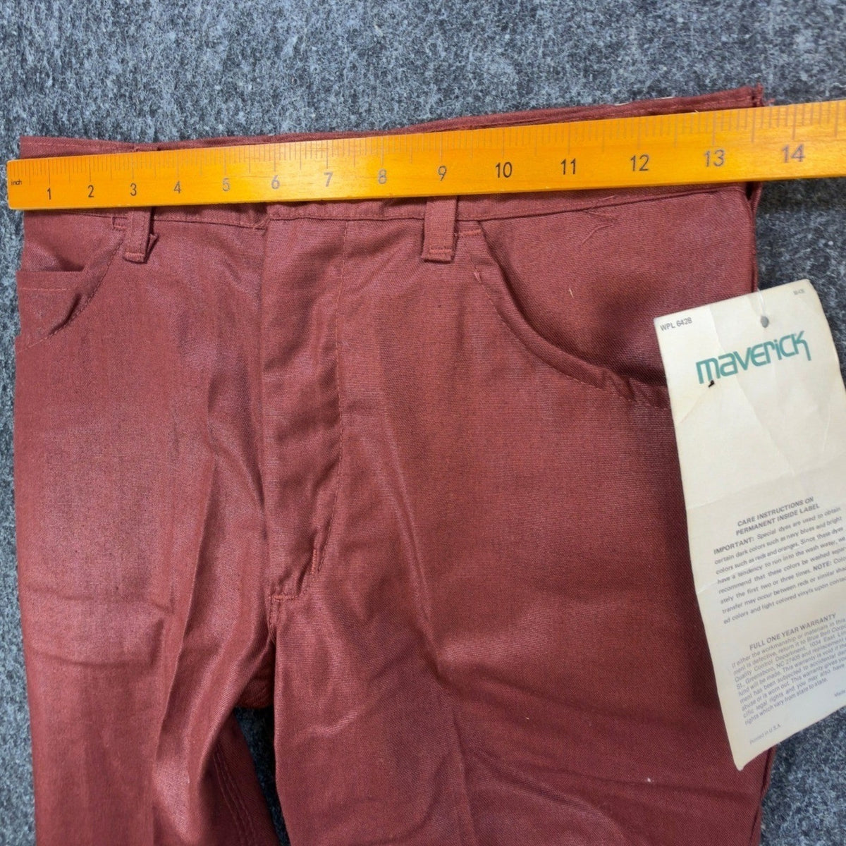 Maverick 70s Vintage Flare Pants Juniors 7 Rust Red Polyester Deadstock NWT