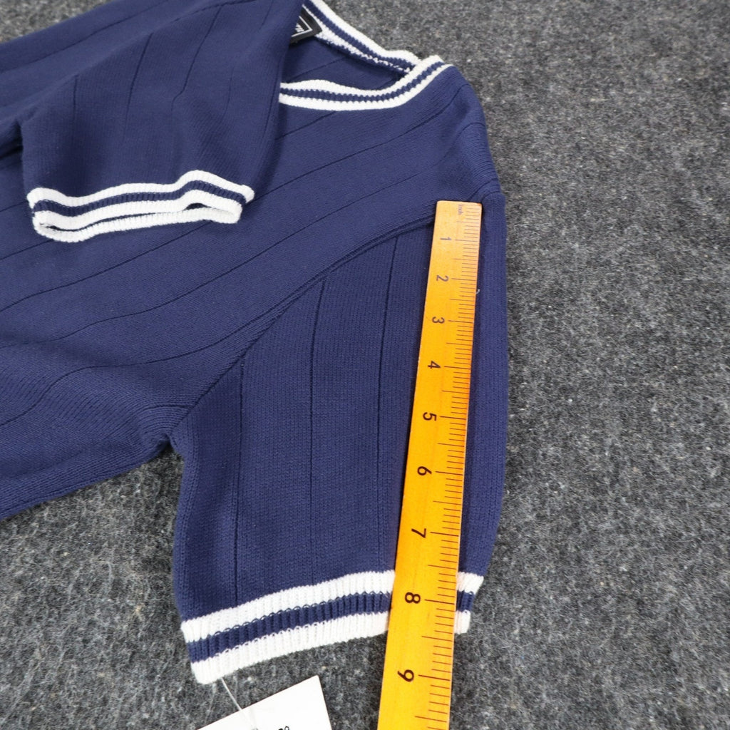 Southern Lady Short Sleeve Sweater Womens M Vintage Navy Blue Ribbed Knit NWT