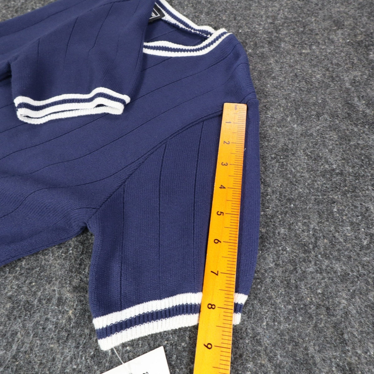 Southern Lady Short Sleeve Sweater Womens M Vintage Navy Blue Ribbed Knit NWT