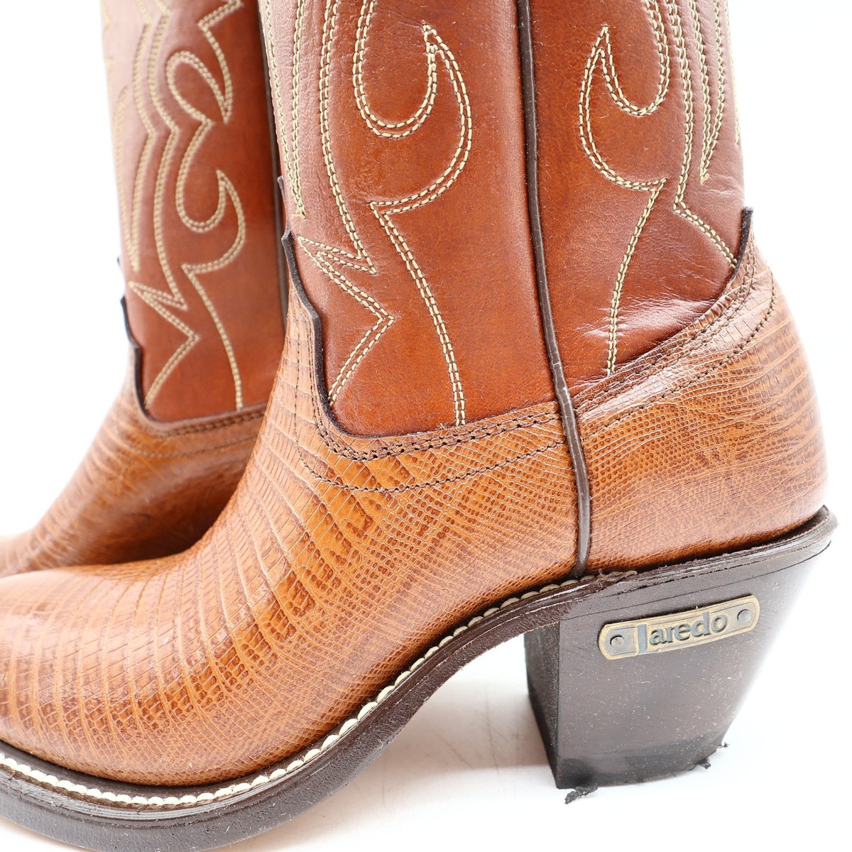 Vintage Laredo Lizard Embossed Leather Western Boots Women 5.5 B Box NWT