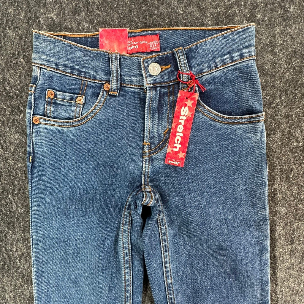 Levi's Vintage Y2K 517 Flare Jeans Girls Size 7 Blue Denim Stretch NWT