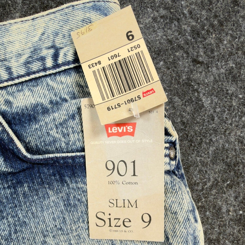 Levi's 901 Slim Jeans Womens 9 Vintage 80s Acid Wash High Waist Made in USA NWT