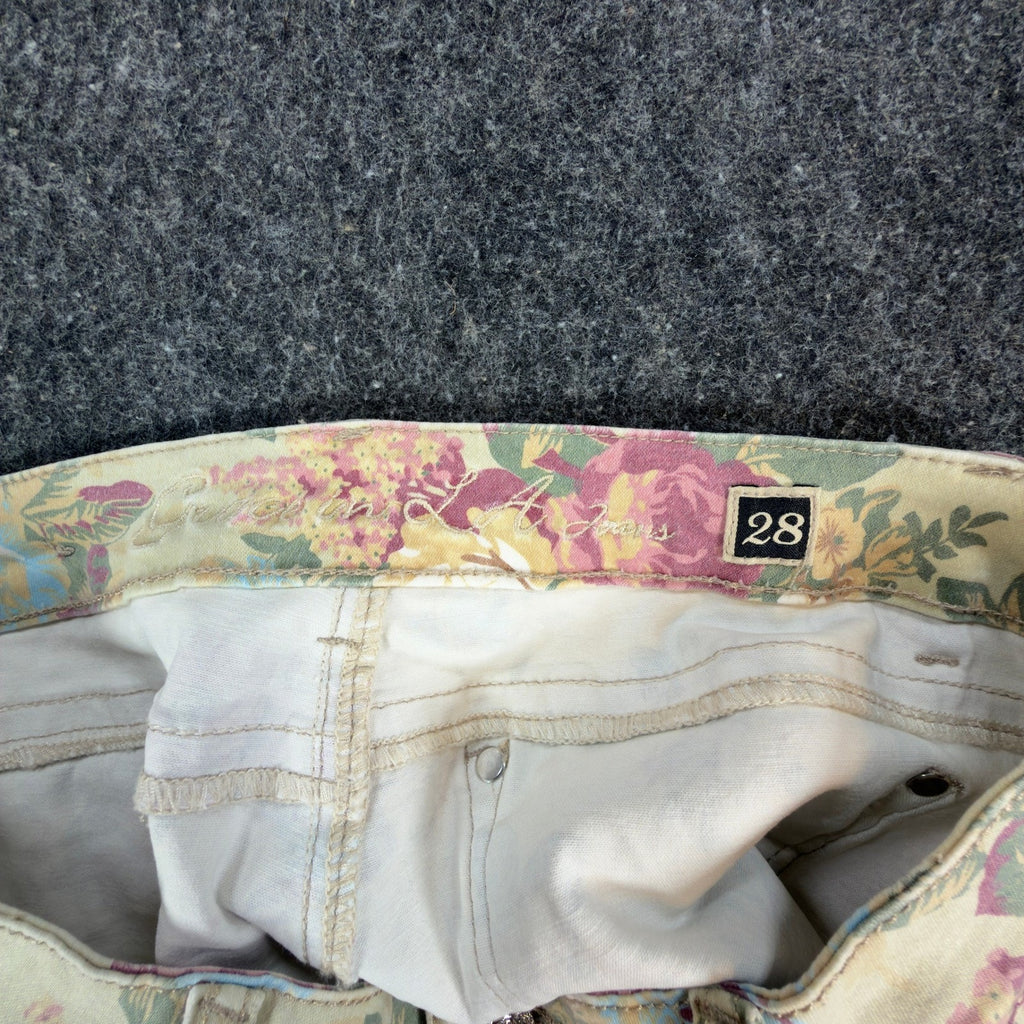 Grace in LA Y2K Floral Denim Shorts Womens 9/28 Yellow Rose NWT