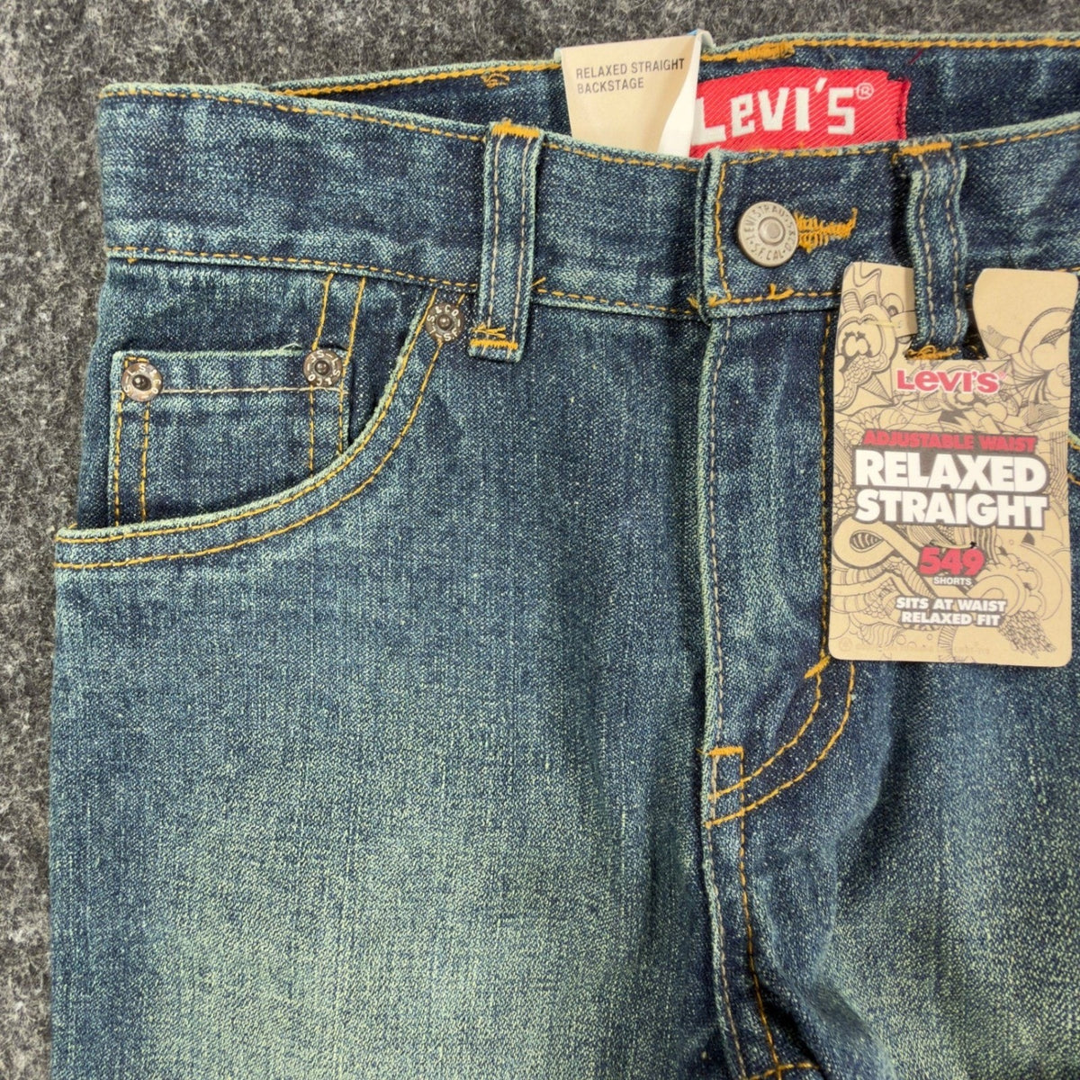 Levis Y2K 549 Relaxed Straight Shorts Boys 6 Blue Ramie Cotton NWT