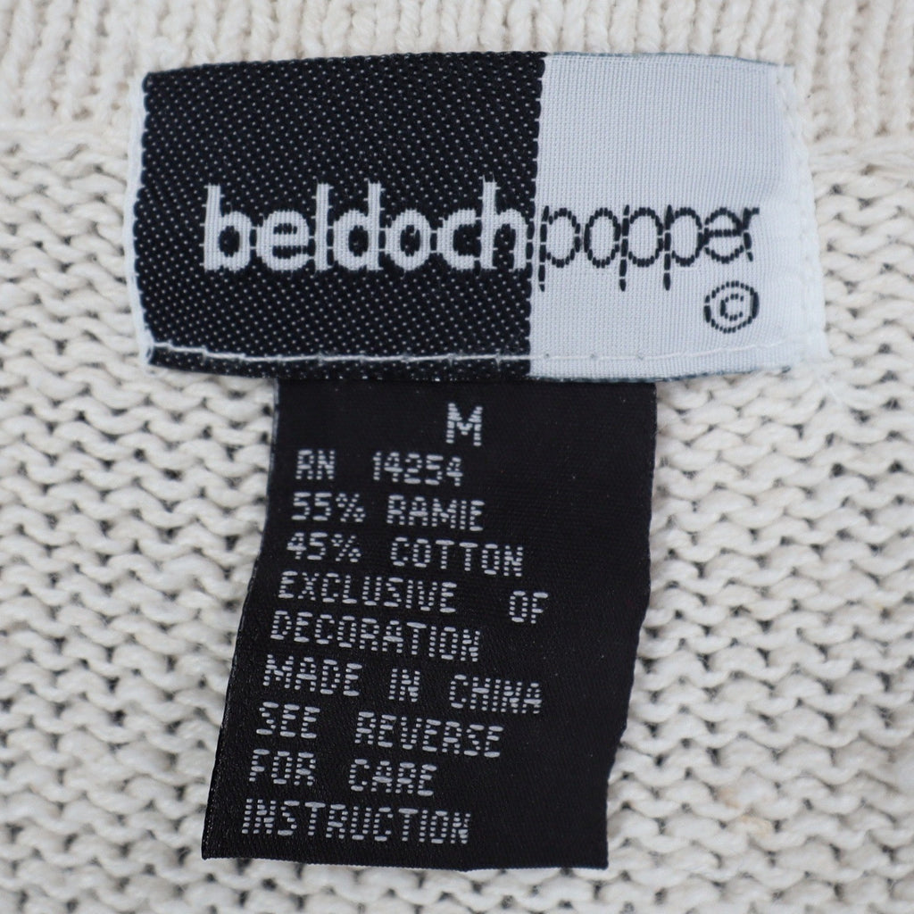 Beldoch Popper Sweater Vest Women M Vintage 90s NWT Natural Ramie Cotton Floral