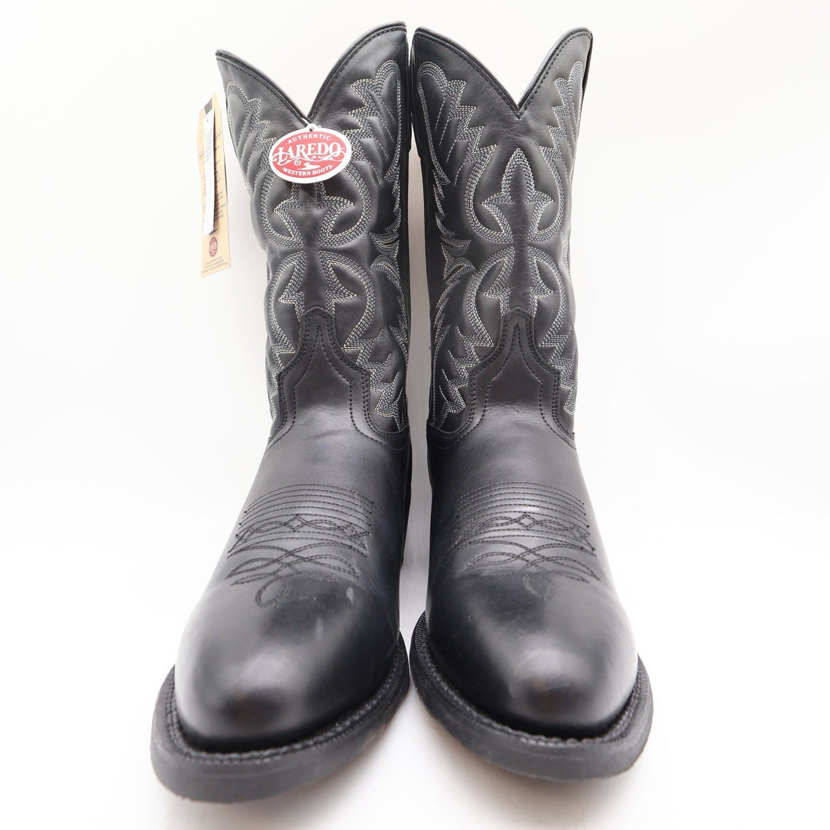 Laredo 68450 Black Tumbled Leather R Toe Western Boots Men's 10 EW Wide NWT