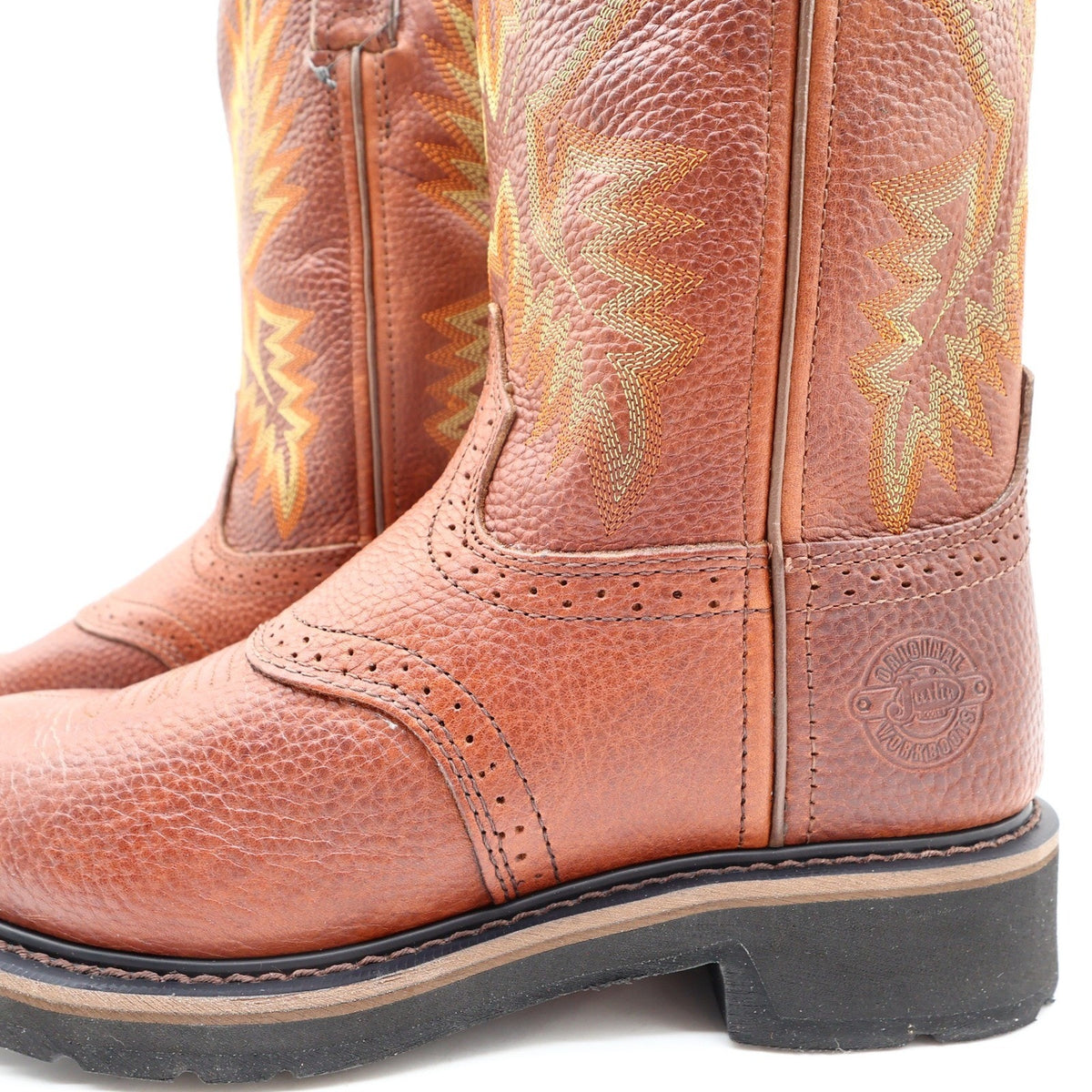 Justin Modern Stampede Work Boots Mens 8.5 D Tan Leather Western NWT Box WK4655