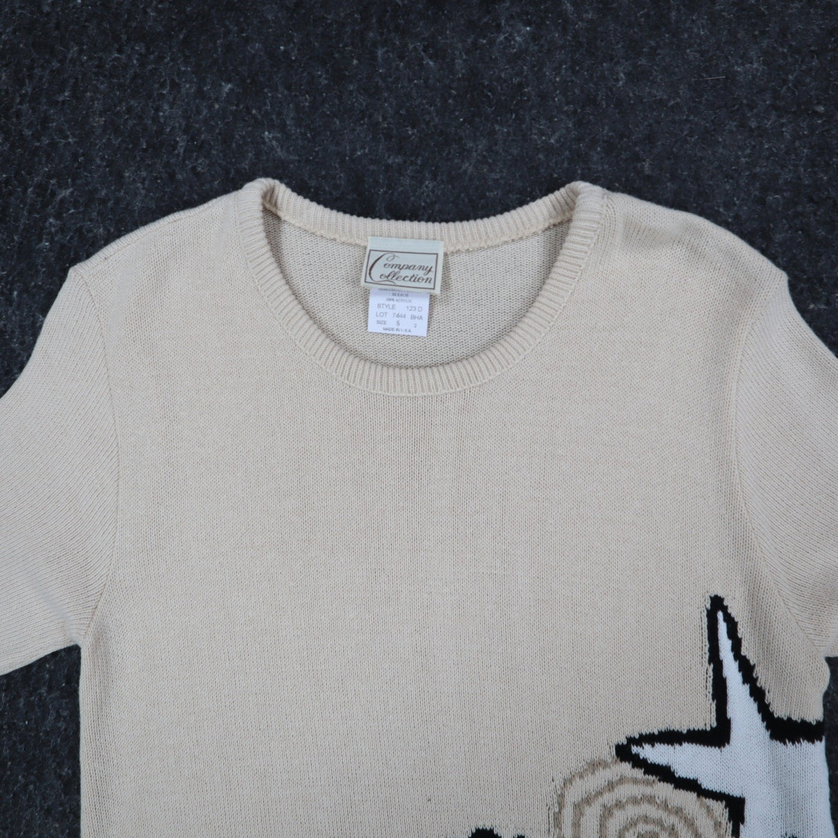 Company Collection Knit Top Womens Small Vintage 90s Tan Seashell Starfish USA