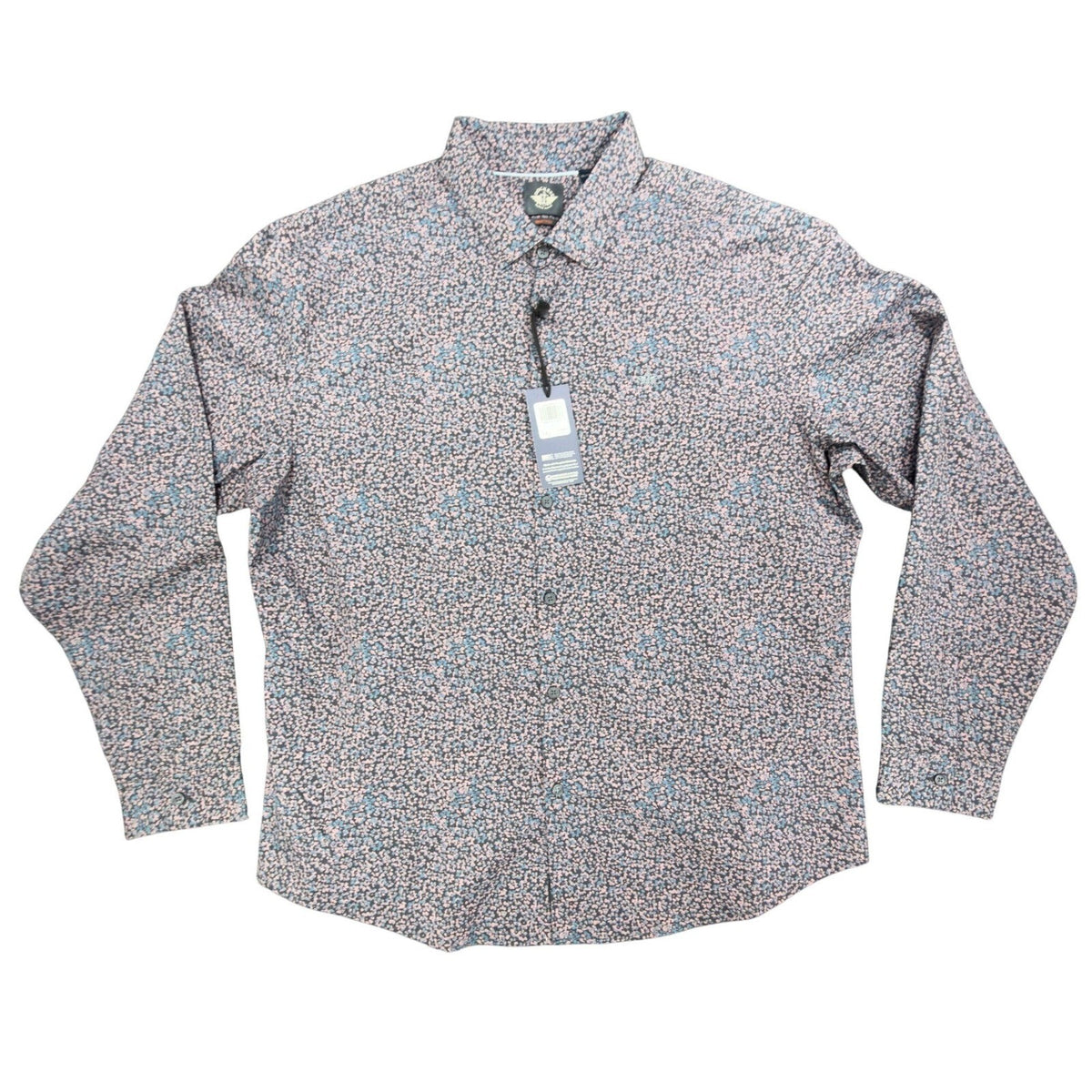 Dockers Button Up Shirt Mens XXL Navy Pink Floral Smart 360 Flex Slim Fit NWT