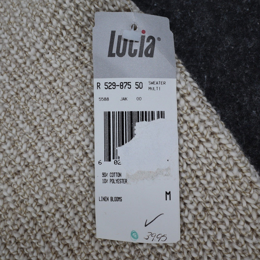 Lucia Sweater Vest Womens Medium Vintage 90s Beige Cotton Knit Button Front USA