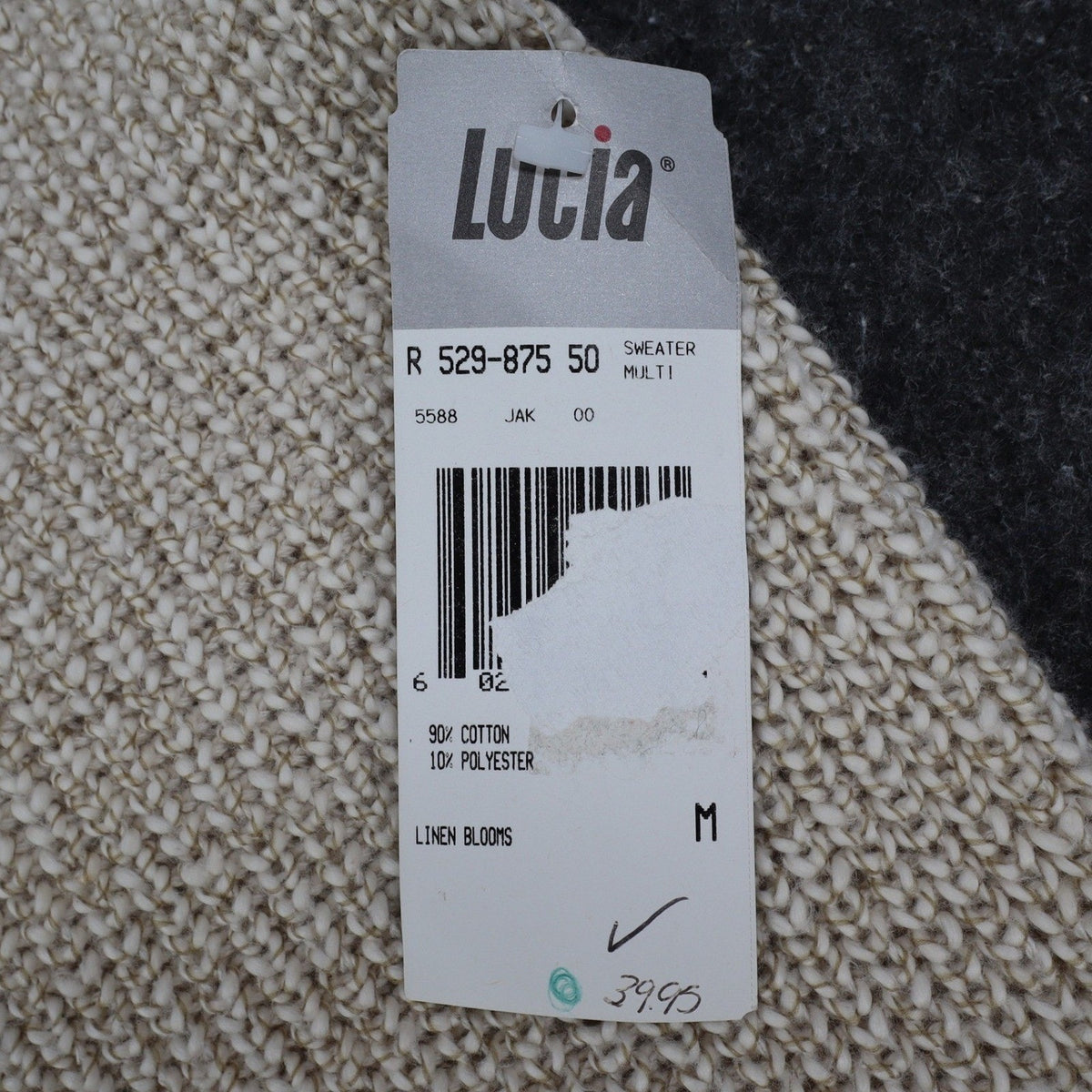 Lucia Sweater Vest Womens Medium Vintage 90s Beige Cotton Knit Button Front USA