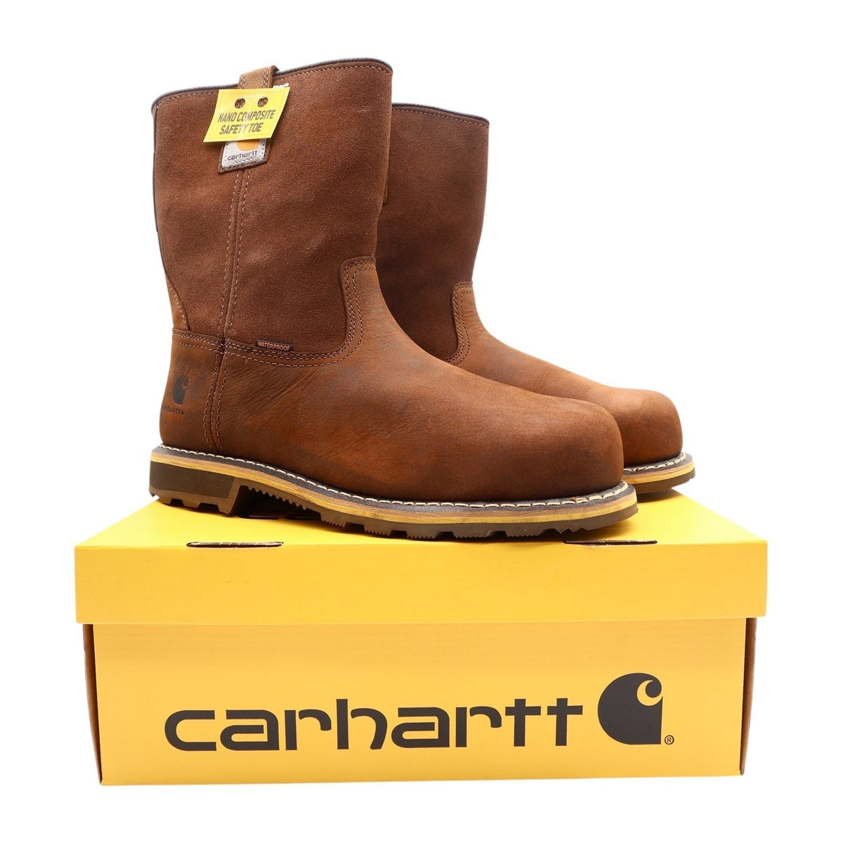 Carhartt Nano Composite Toe Work Boots Mens 10.5W Brown Leather Waterproof NEW