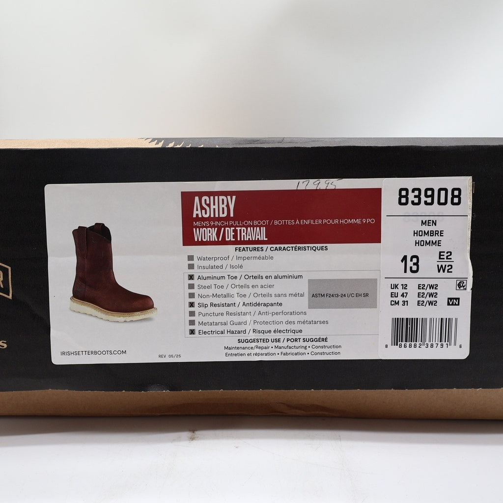 Irish Setter Ashby Work Boots Mens 13 E2 Brown Leather Aluminum Toe 83908 NEW