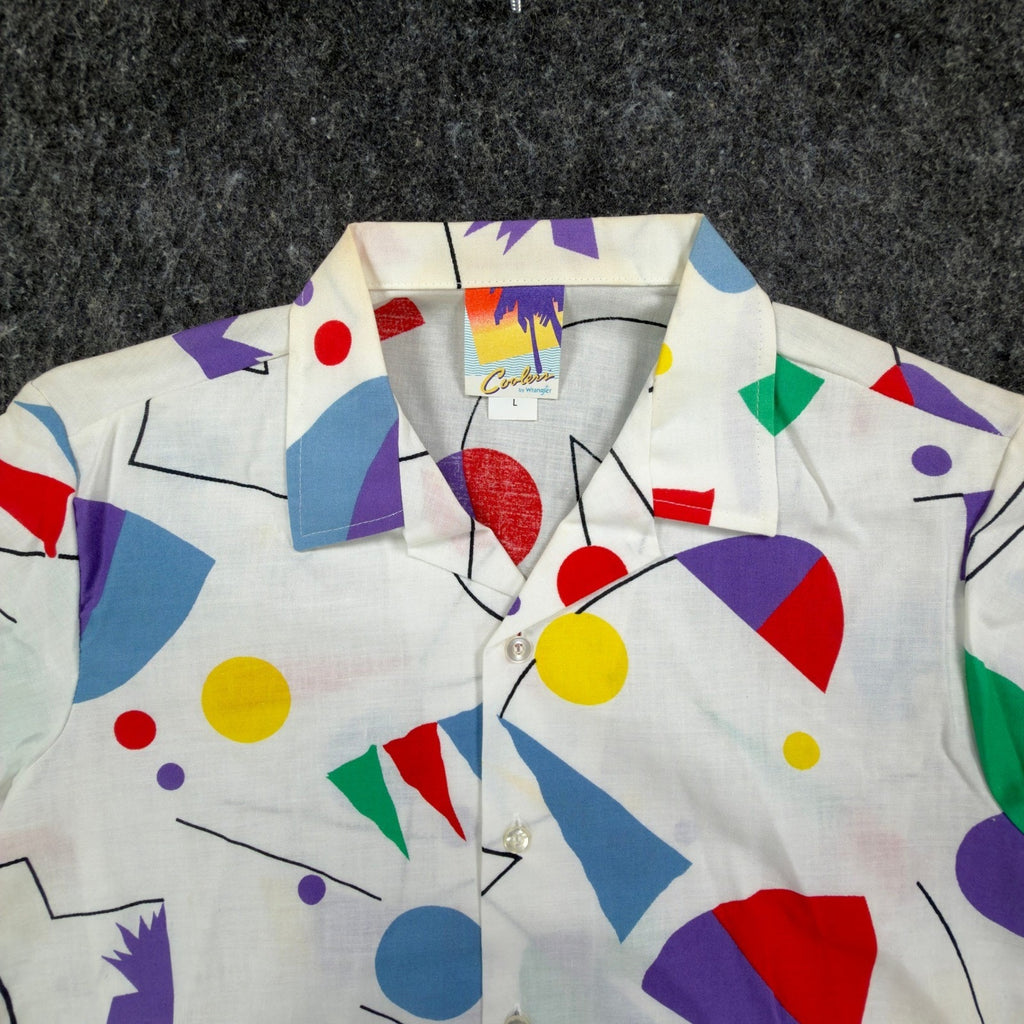 Wrangler Vintage 90s Geometric Shirt Boys Large White Cotton NWT - take2supply
