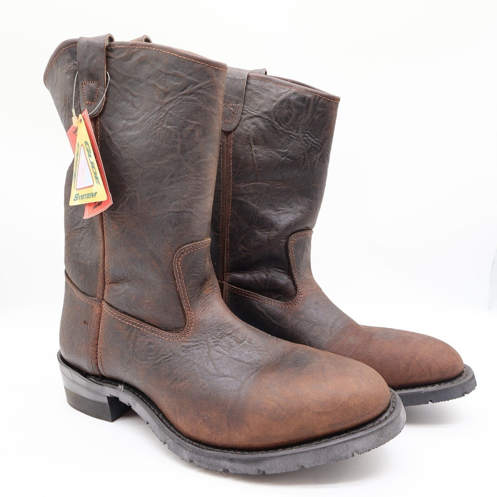 Double-H Vintage 90s Western Boots Mens 11.5D USA Leather Work 2520 Aero Glide