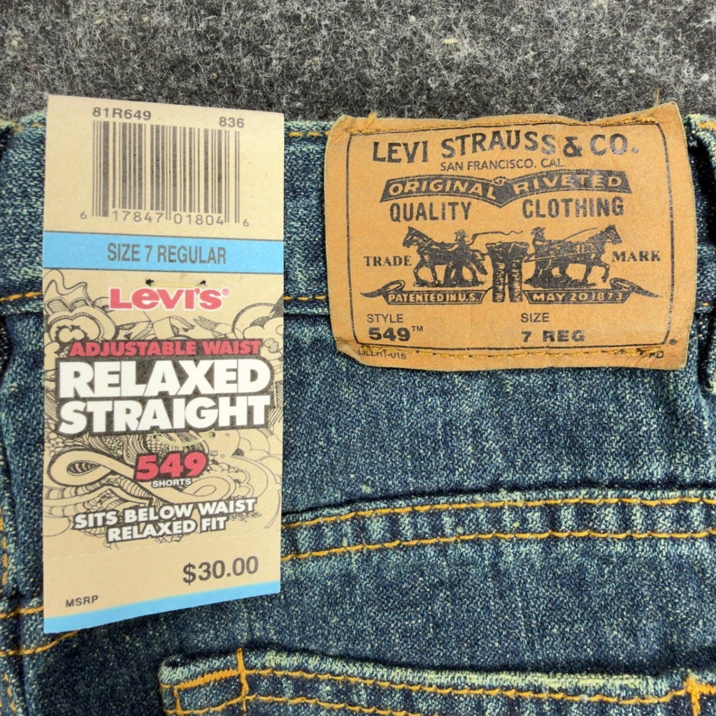 Levi's Y2K 549 Relaxed Straight Jean Shorts Boys 7 Reg Blue Denim NWT