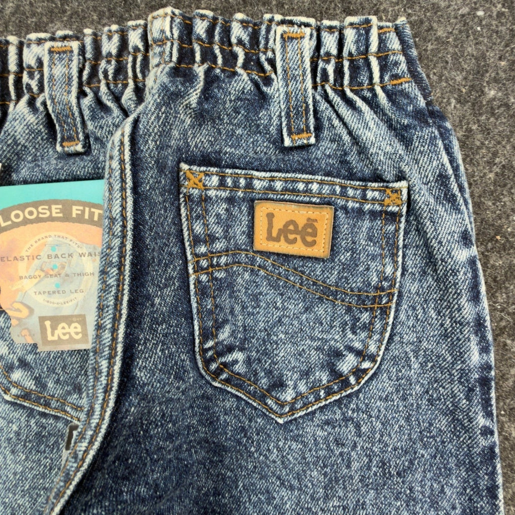 Vintage 90s Lee Boys Size 6 Slim Loose Fit Acid Wash Denim Jeans NWT USA