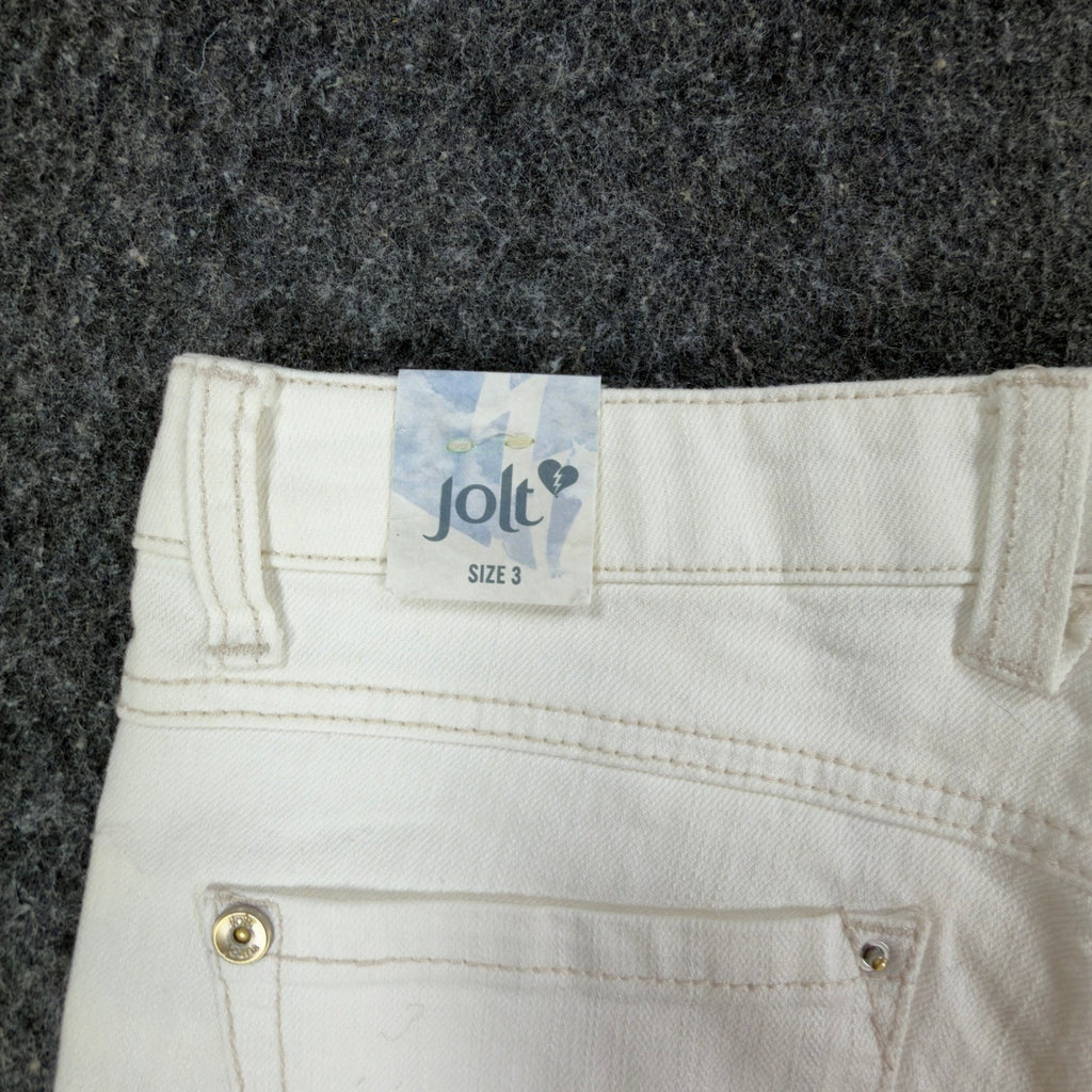 Jolt Y2K Skyrise High Waisted Denim Shorts Juniors 3 White Cotton NWT