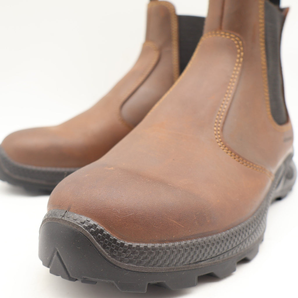 Grisport Cardigan Safety Boots Mens Size 9 Brown Leather Italian Chelsea Pull On