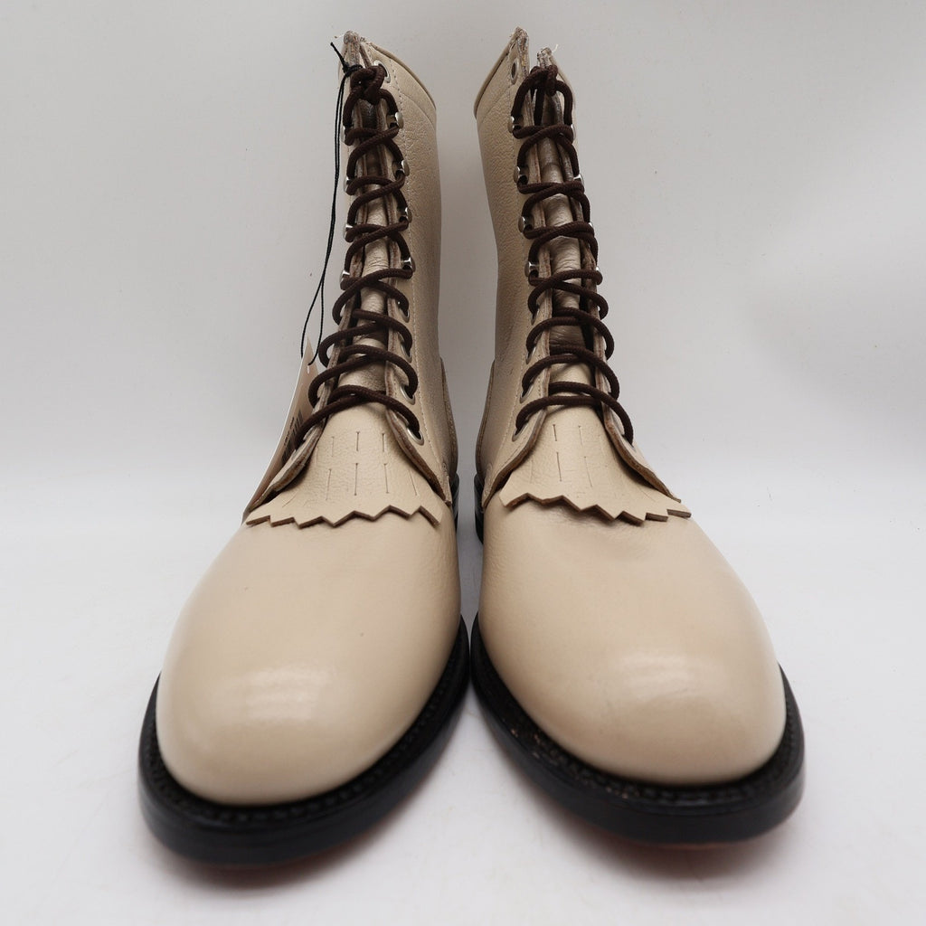 Justin L0512 Lace Up Roper Boots Women 9 B Bone Leather NWT Deadstock Vintage