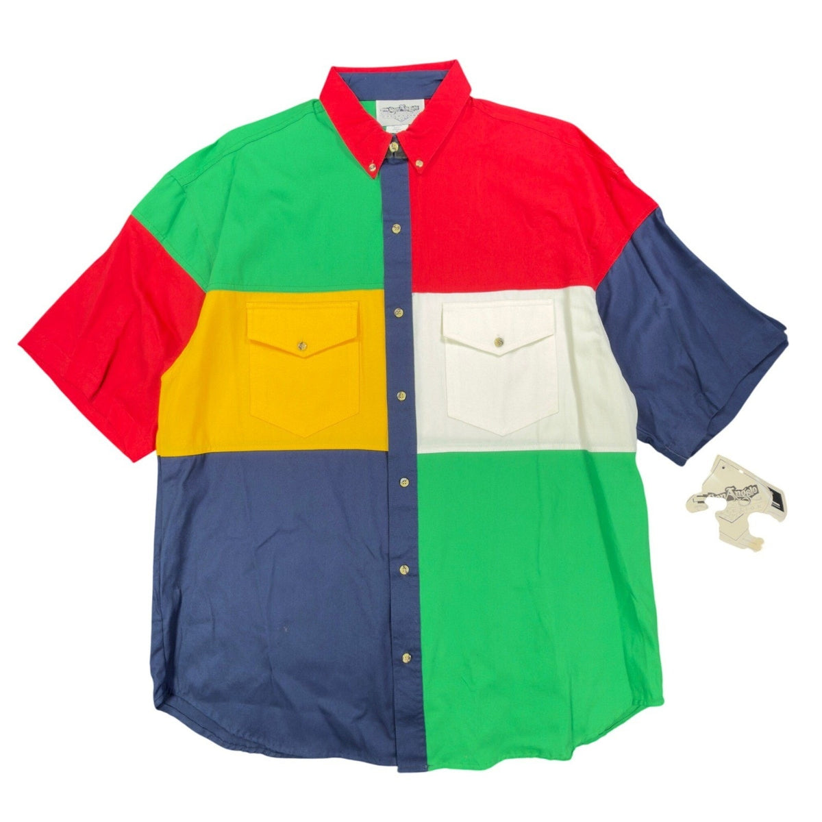 San Angelo Vintage 90s Colorblock Button Down Shirt Mens XL Multi Cotton NWT - take2supply