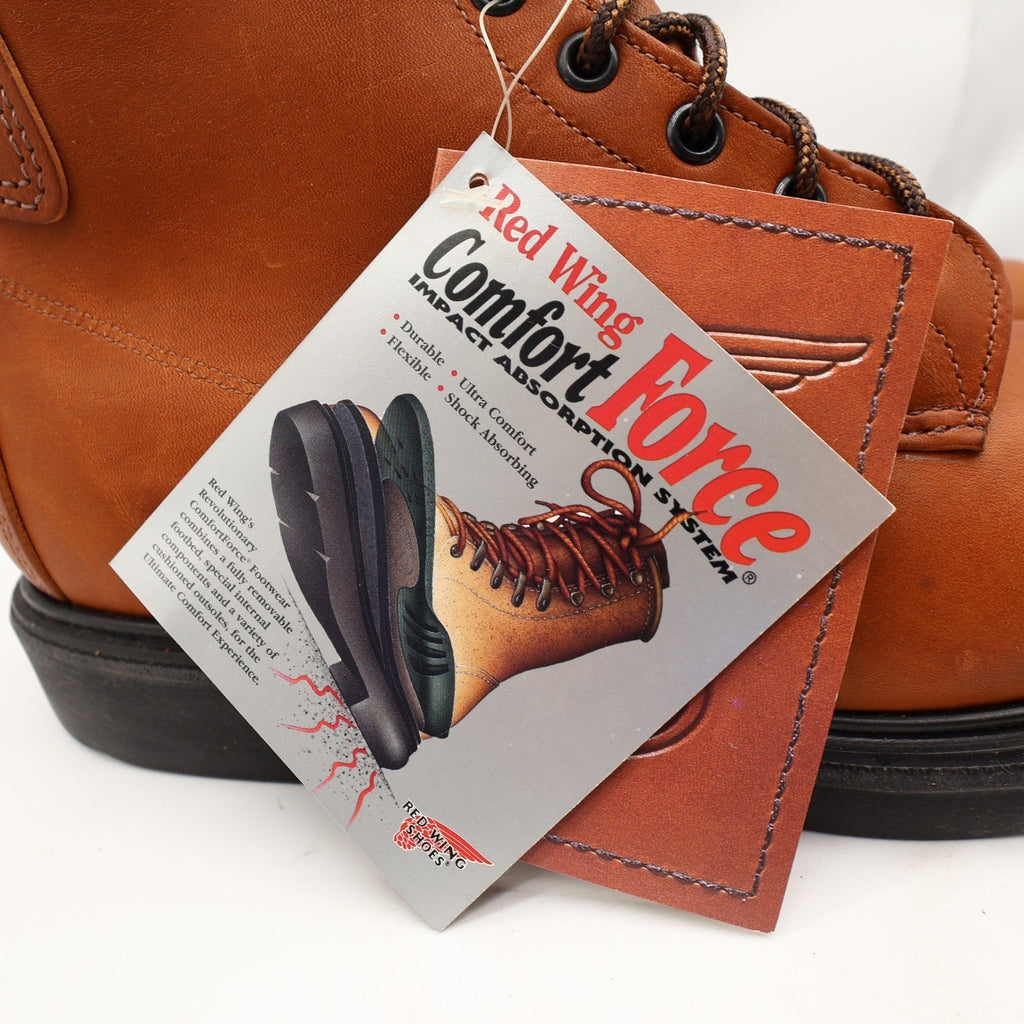 Red Wing 942 Comfort Force Boots Mens 9.5 D Tan Leather Deadstock NWT USA Made