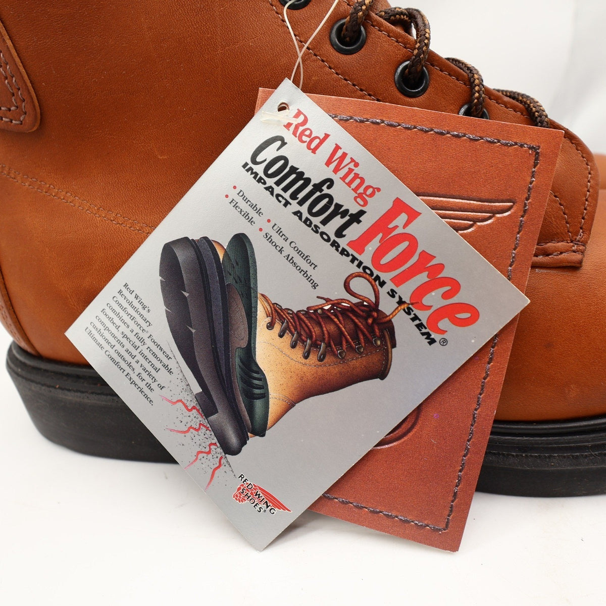Red Wing 942 Comfort Force Boots Mens 9.5 D Tan Leather Deadstock NWT USA Made