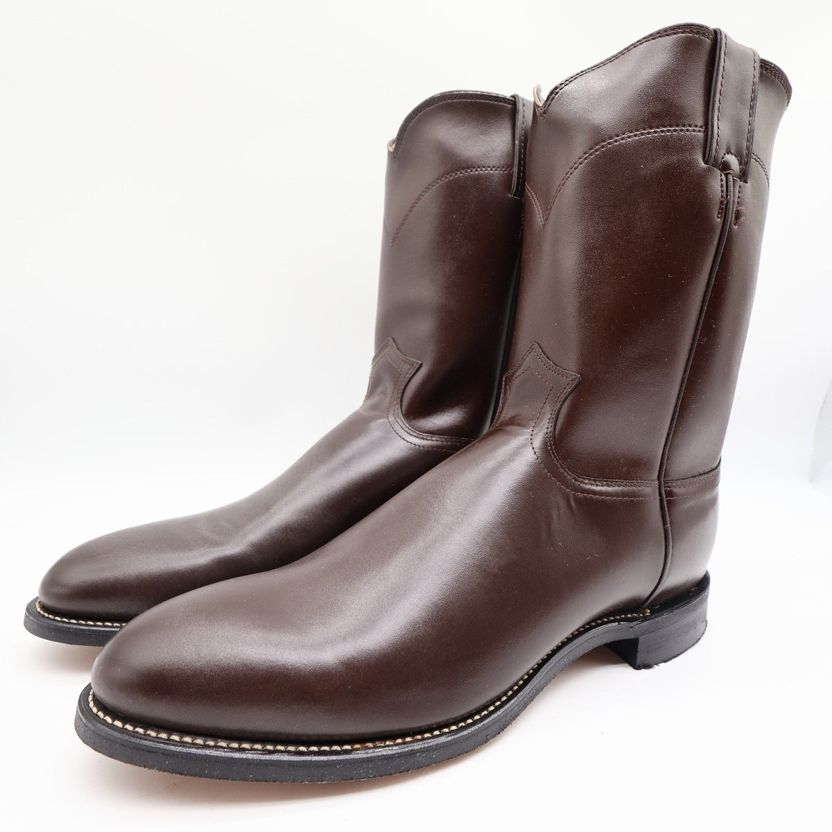 Justin Vintage Cowboy Boots Mens 11 D Brown Leather Deadstock 3132M