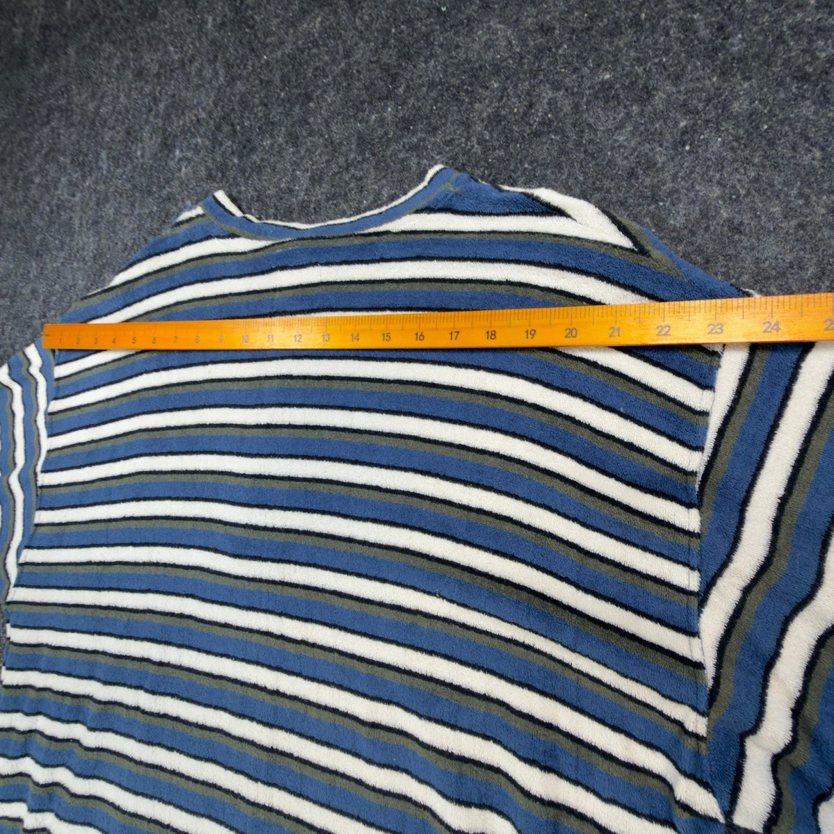 Ferruche Shirt Mens XL Henley Striped Short Sleeve Towel Terry Knit Blue NWT