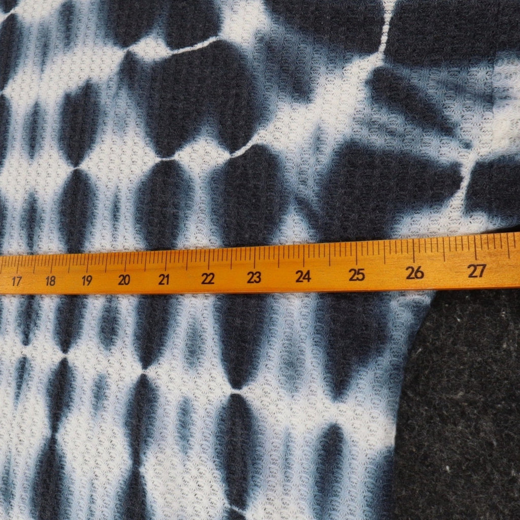She + Sky Waffle Knit Top Womens Large Blue White Tie Dye Thermal Long Sleeve