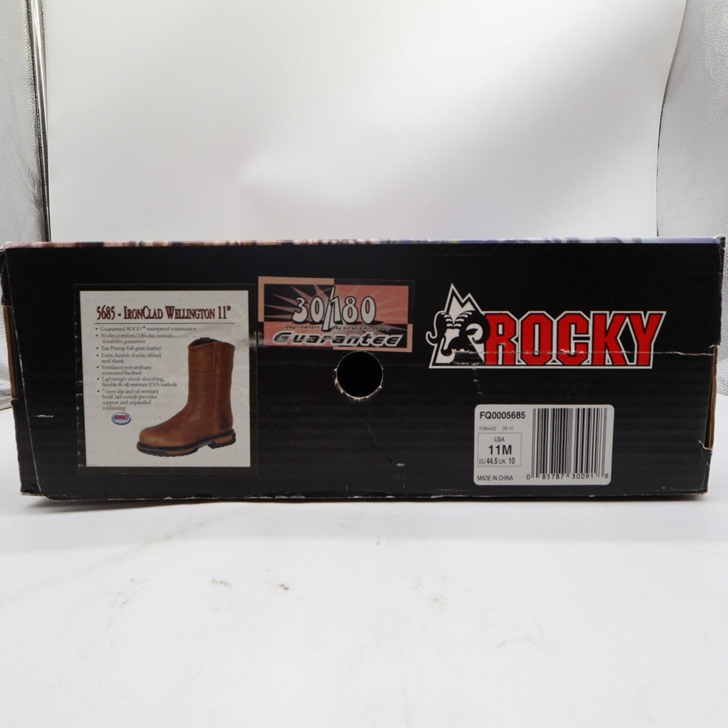 Rocky IronClad 11-Inch Waterproof Tan Leather Wellington Work Boots Men's 11M NWT