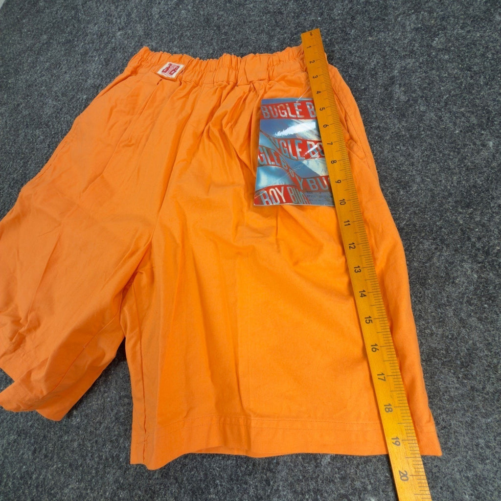 Bugle Boy Vintage 90s Shorts Boys 9 Neon Orange Cotton Elastic Waist NOS - take2supply