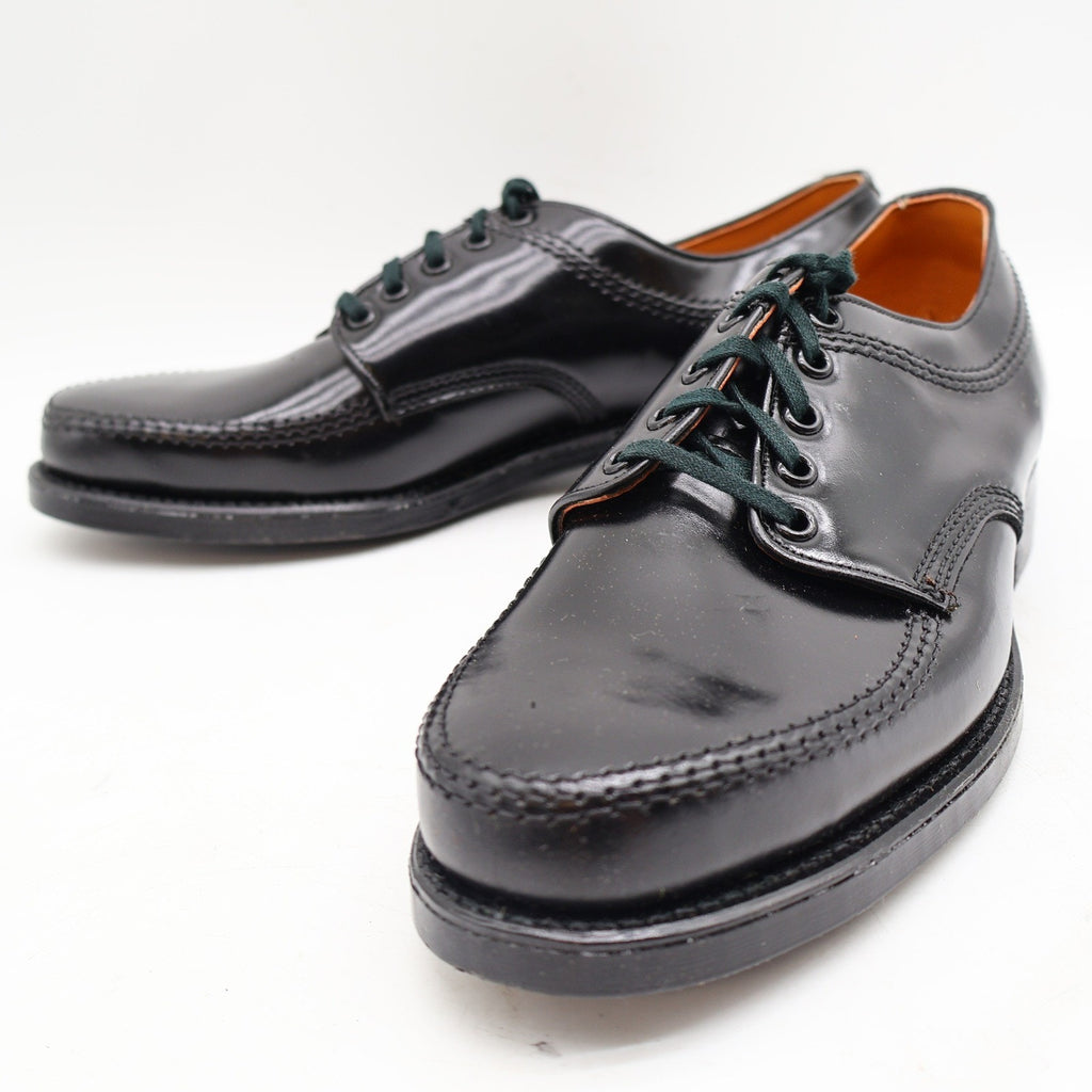 Vintage Sandy McGee 475 Black Leather Moc Toe Derby Shoes Men's 7.5D USA Deadstock