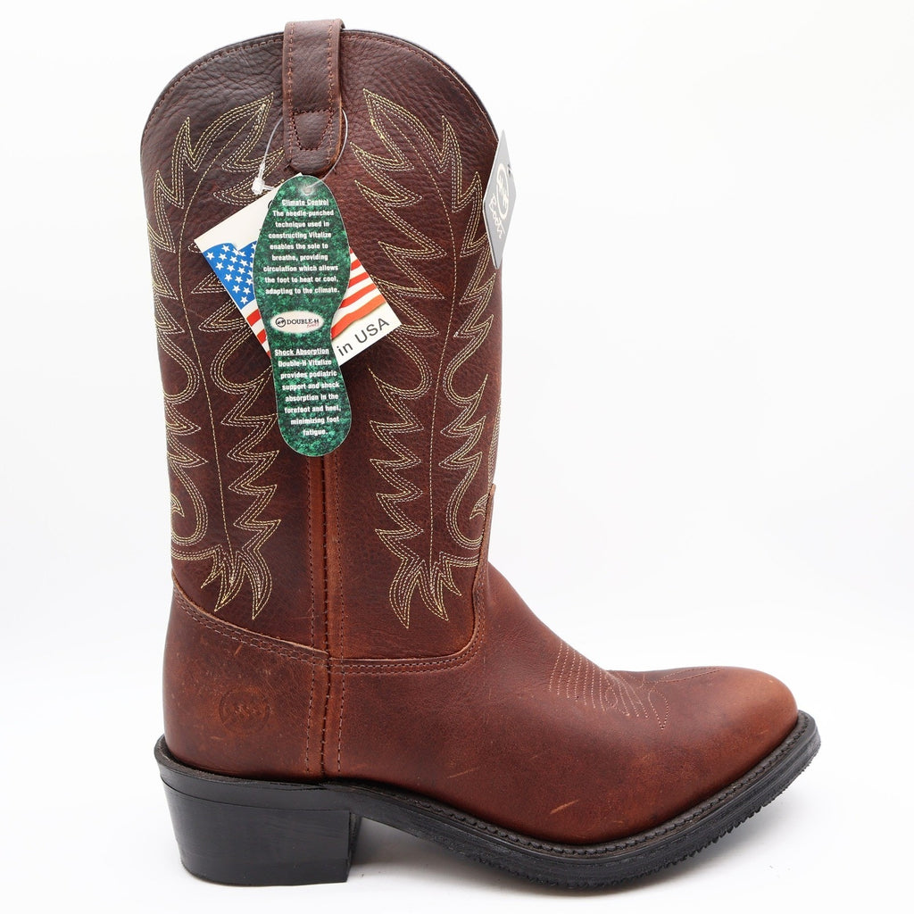 Double-H 3269 12" Work Western Boots Mens 8.5 D Black Walnut Leather NWT - take2supply