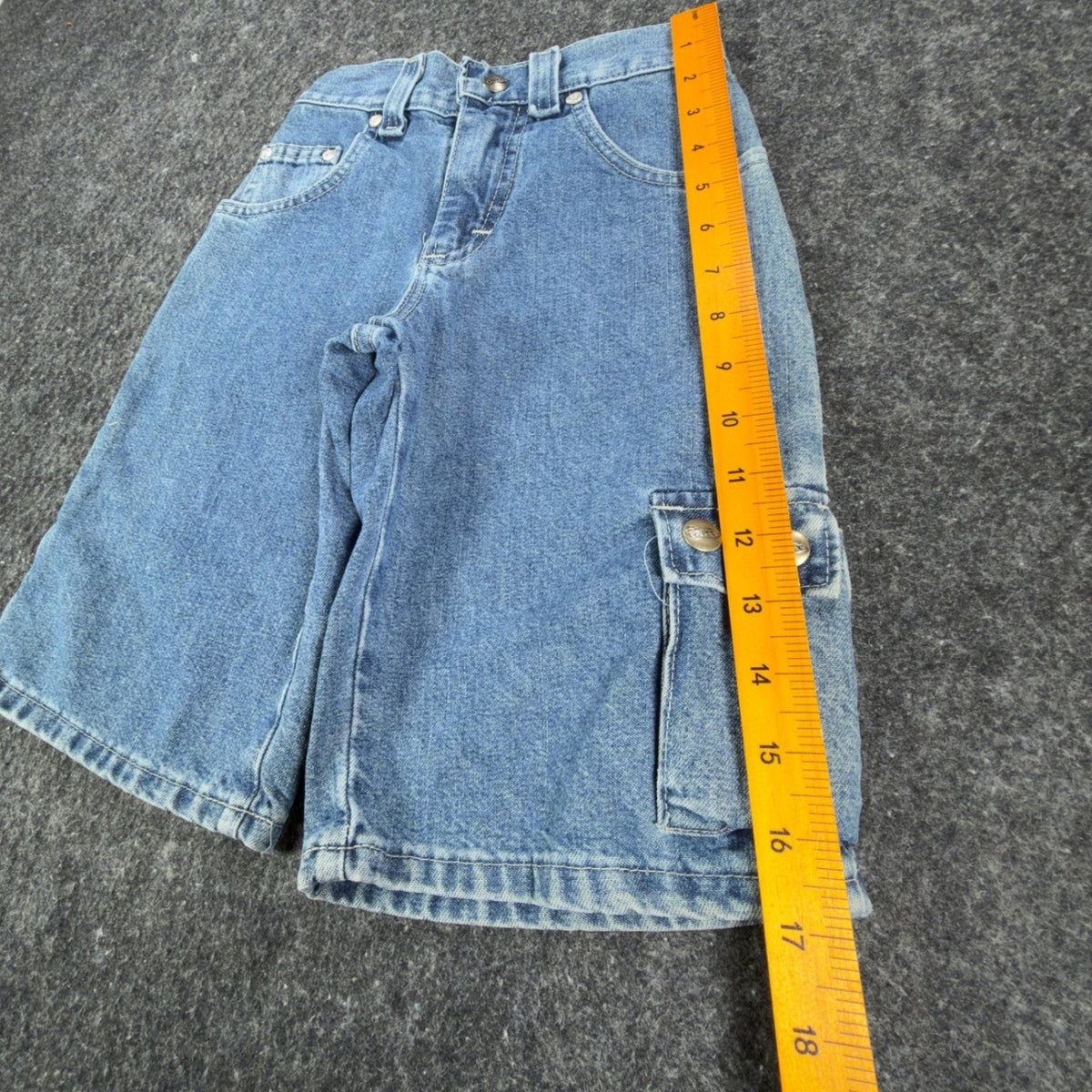 Lee Pipes 90s Vintage Denim Cargo Shorts Boys 7X Retro Stone Blue NWT New